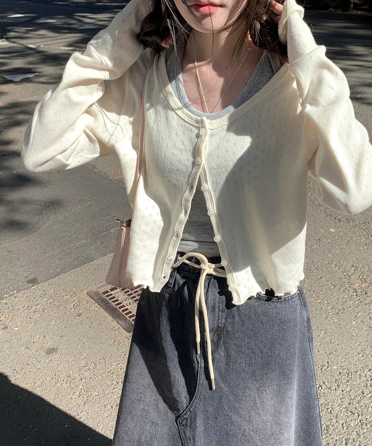 ナチュラルメロウフリルカーディガン CREAM