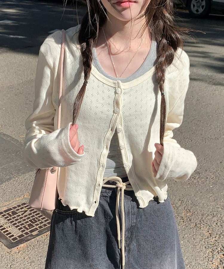 ナチュラルメロウフリルカーディガン CREAM