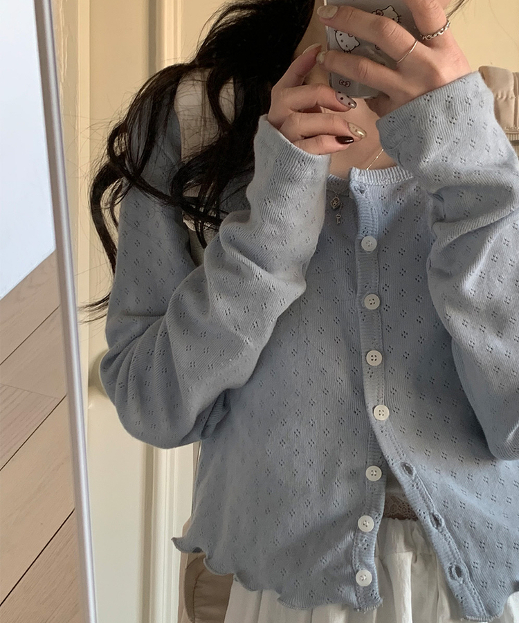 ナチュラルメロウフリルカーディガン SKY BLUE