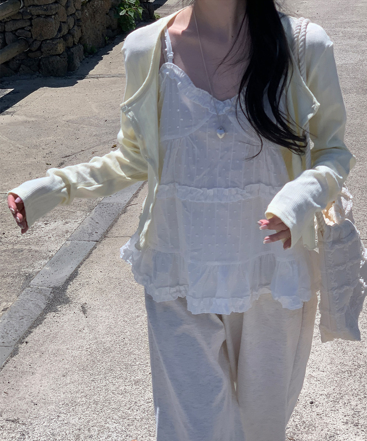 ナチュラルメロウフリルカーディガン LEMON