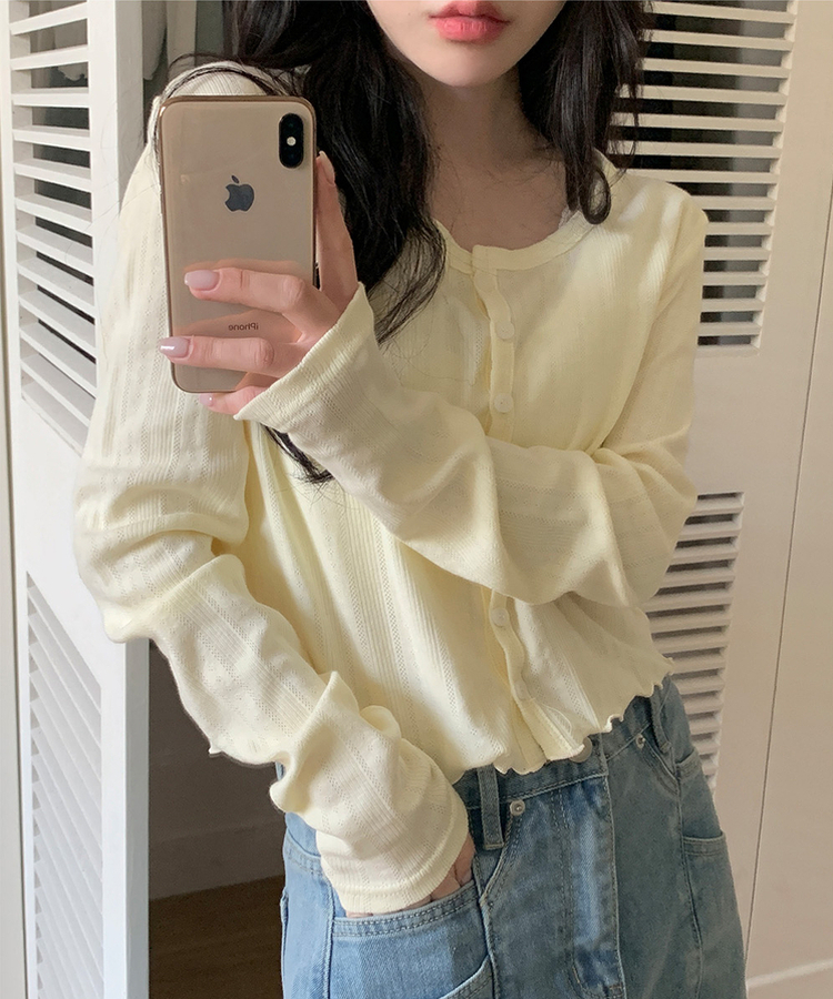 ナチュラルメロウフリルカーディガン LEMON