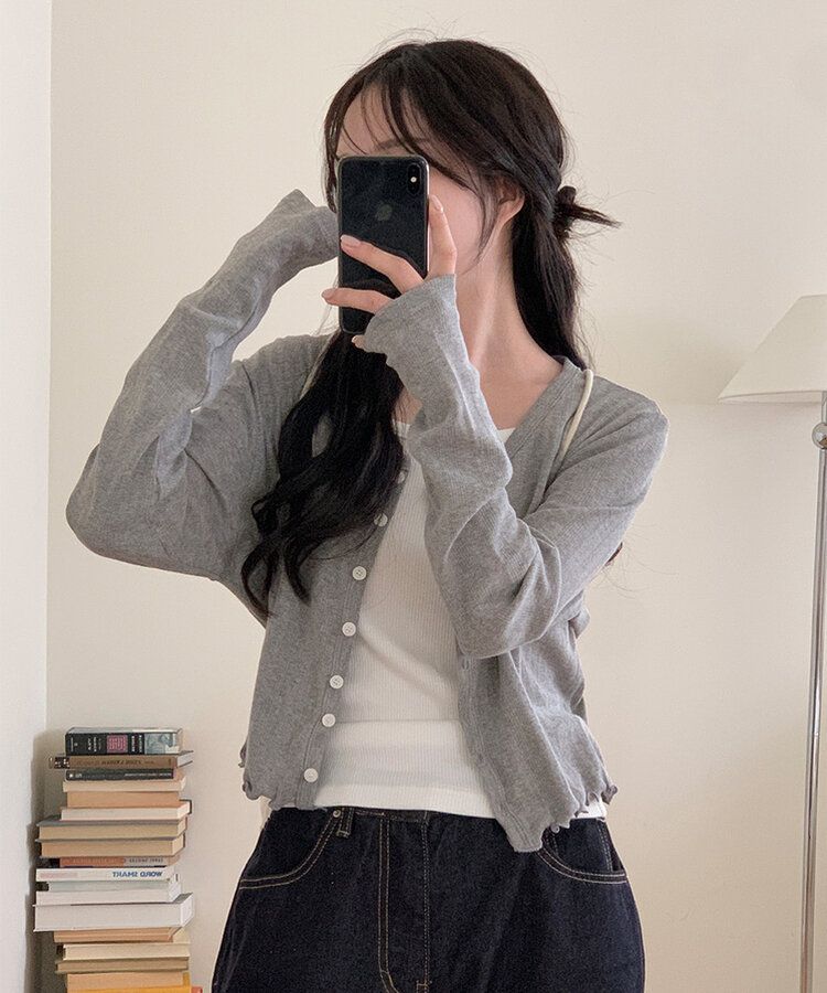 ナチュラルメロウフリルカーディガン｜カーディガン｜韓国ファッション