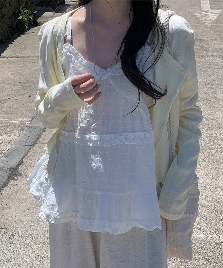 ナチュラルメロウフリルカーディガン LEMON