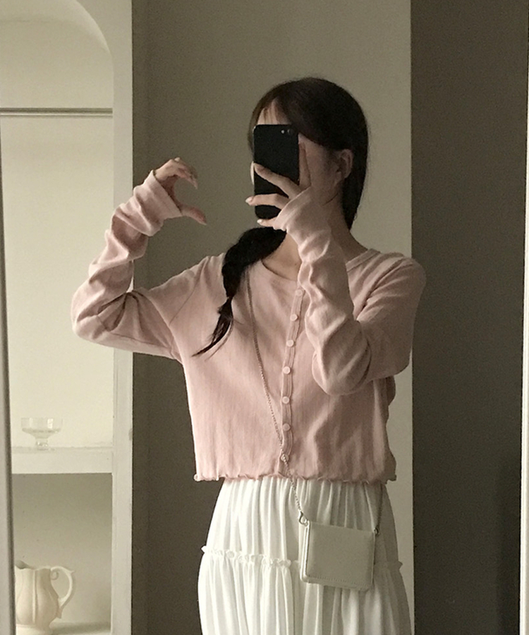 ナチュラルメロウフリルカーディガン PINK