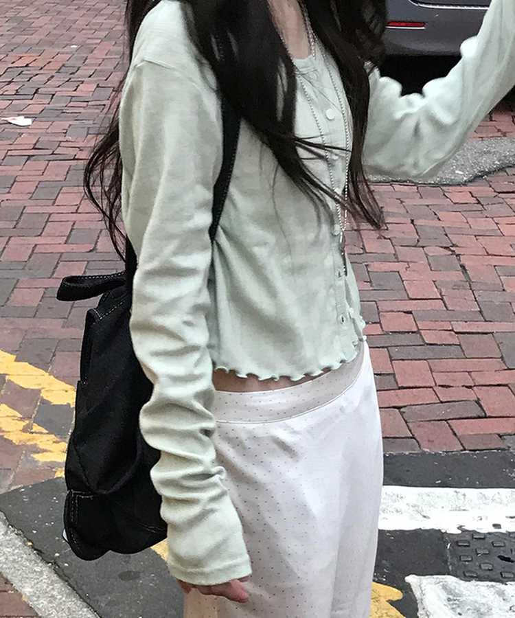 ナチュラルメロウフリルカーディガン MINT