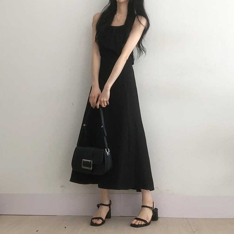 ビスチェキャミソールロングワンピース BLACK