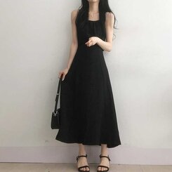 ビスチェキャミソールロングワンピース BLACK