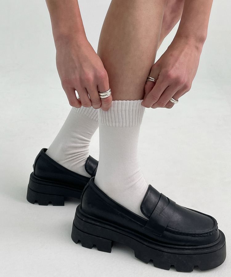 シンプルベーシックリブソックス IVORY