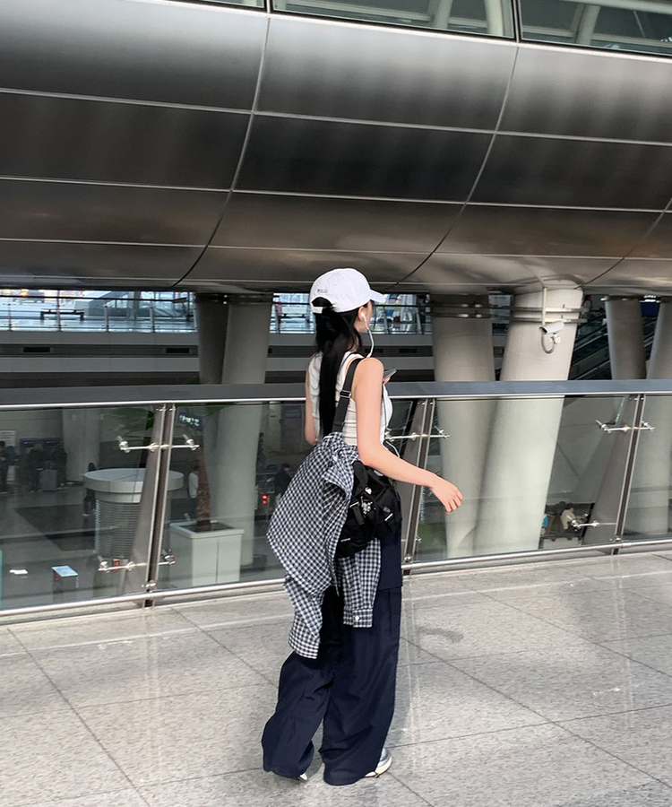 【ジョガー調節可】ナイロンカーゴピンタックパンツ8色 NAVY