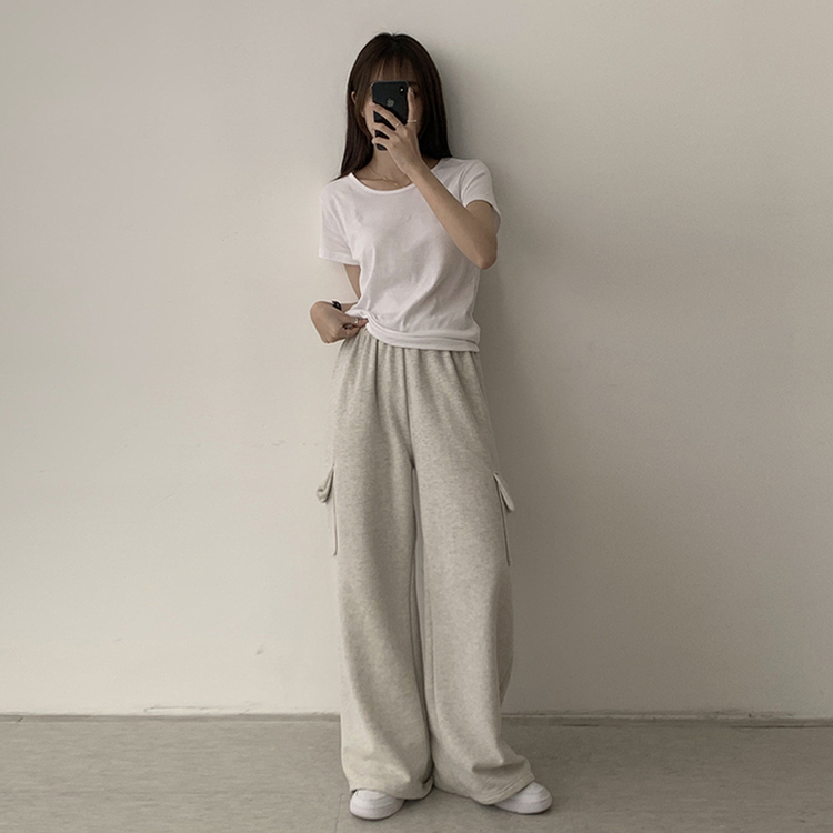 ベーシック無地セミクロップ半袖Tシャツ5色 IVORY