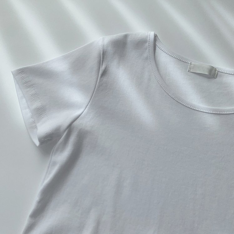 ベーシック無地セミクロップ半袖Tシャツ5色