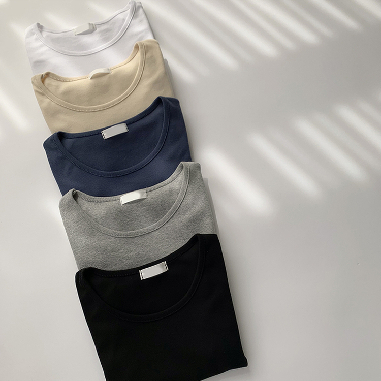ベーシック無地セミクロップ半袖Tシャツ5色