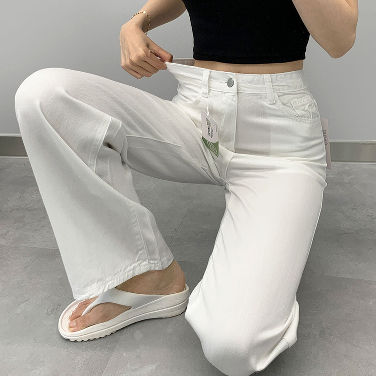 【SHORT/BASIC/LONG 丈別】クールコットンワイドパンツ WHITE