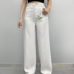 コットンパンツ 【SHORT/BASIC/LONG 丈別】クールコットンワイドパンツ WHITE