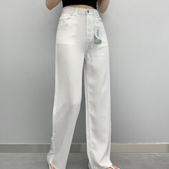 コットンパンツ 【SHORT/BASIC/LONG 丈別】クールコットンワイドパンツ WHITE