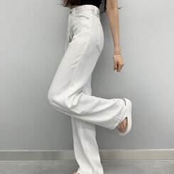コットンパンツ 【SHORT/BASIC/LONG 丈別】クールコットンワイドパンツ WHITE