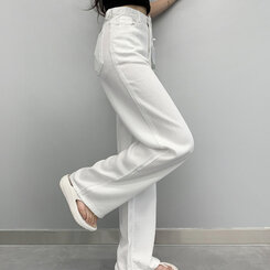 コットンパンツ 【SHORT/BASIC/LONG 丈別】クールコットンワイドパンツ WHITE