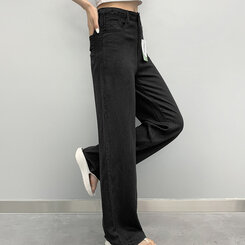 コットンパンツ 【SHORT/BASIC/LONG 丈別】クールコットンワイドパンツ BLACK