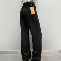 コットンパンツ 【SHORT/BASIC/LONG 丈別】クールコットンワイドパンツ BLACK