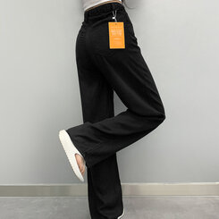 コットンパンツ 【SHORT/BASIC/LONG 丈別】クールコットンワイドパンツ BLACK