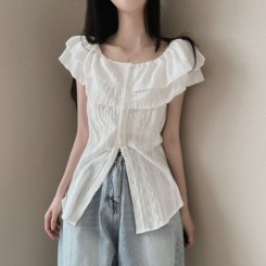 ブラウス パンチングビスチェオフショルダーブラウス IVORY