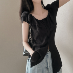ブラウス パンチングビスチェオフショルダーブラウス BLACK
