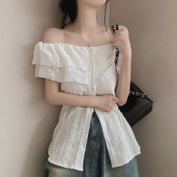 パンチングビスチェオフショルダーブラウス IVORY