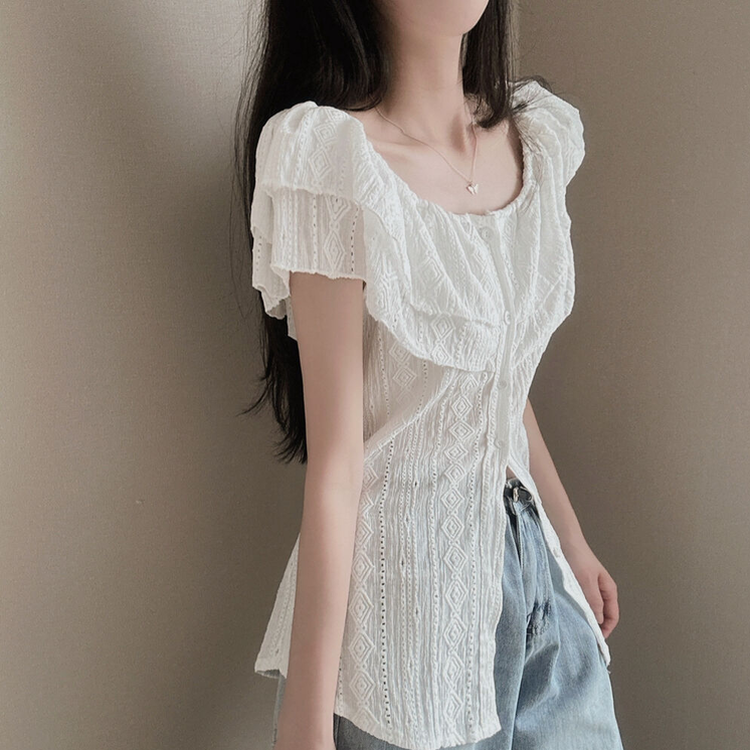 パンチングビスチェオフショルダーブラウス IVORY