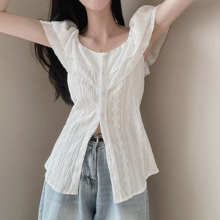 パンチングビスチェオフショルダーブラウス IVORY