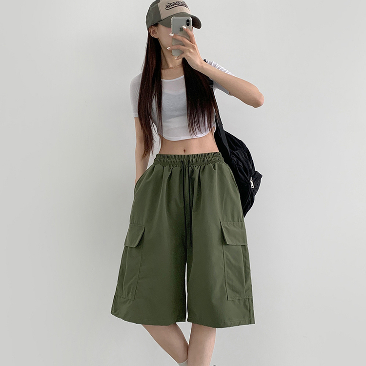 ショートパンツ カーゴバミューダ6分丈ショートパンツ KHAKI