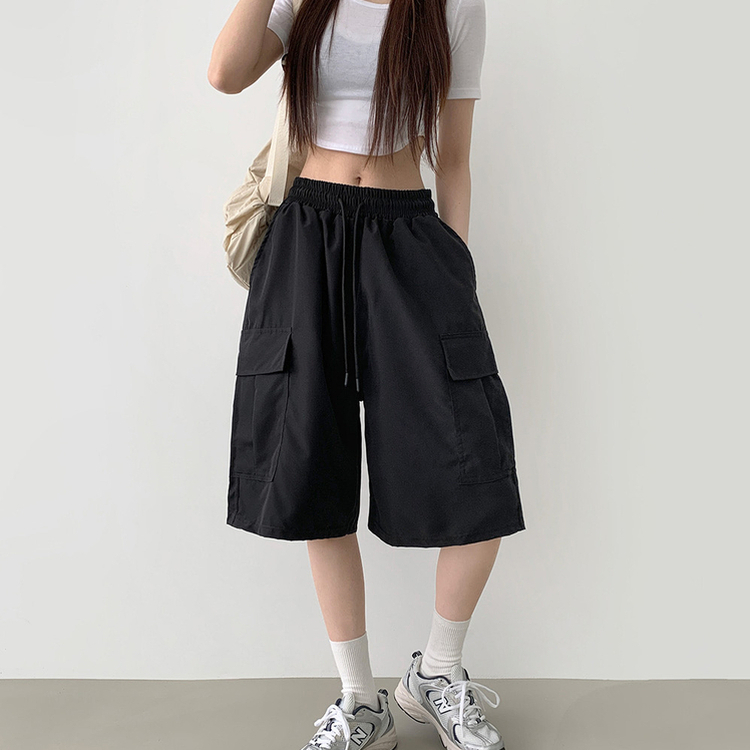 ショートパンツ カーゴバミューダ6分丈ショートパンツ BLACK