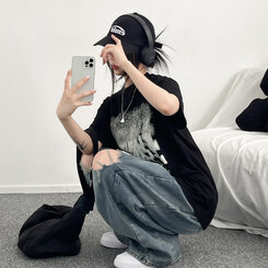 半袖Tシャツ ユニークオーバーフィット半袖Tシャツ BLACK