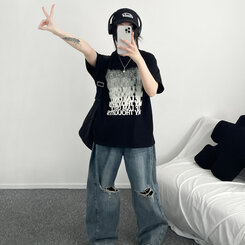 半袖Tシャツ ユニークオーバーフィット半袖Tシャツ BLACK