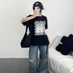 半袖Tシャツ ユニークオーバーフィット半袖Tシャツ BLACK