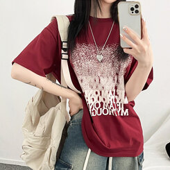半袖Tシャツ ユニークオーバーフィット半袖Tシャツ WINE
