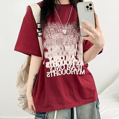 半袖Tシャツ ユニークオーバーフィット半袖Tシャツ WINE