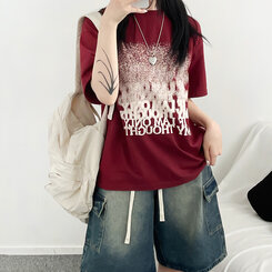 半袖Tシャツ ユニークオーバーフィット半袖Tシャツ WINE