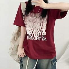 半袖Tシャツ ユニークオーバーフィット半袖Tシャツ WINE
