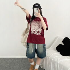 半袖Tシャツ ユニークオーバーフィット半袖Tシャツ WINE