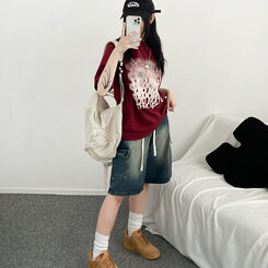 半袖Tシャツ ユニークオーバーフィット半袖Tシャツ WINE
