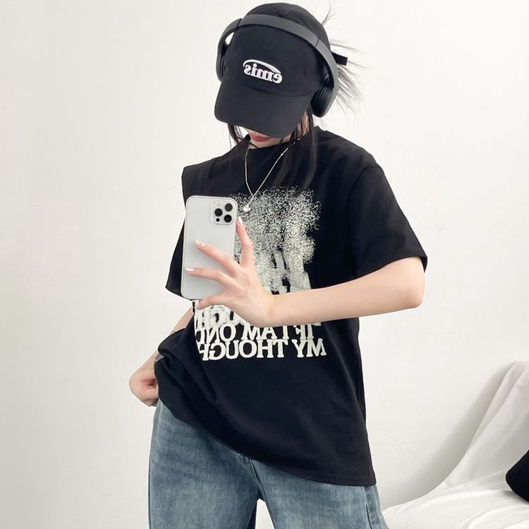 ユニークオーバーフィット半袖Tシャツ BLACK