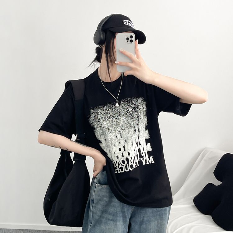 ユニークオーバーフィット半袖Tシャツ BLACK