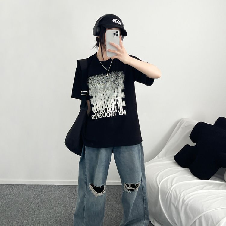 ユニークオーバーフィット半袖Tシャツ BLACK