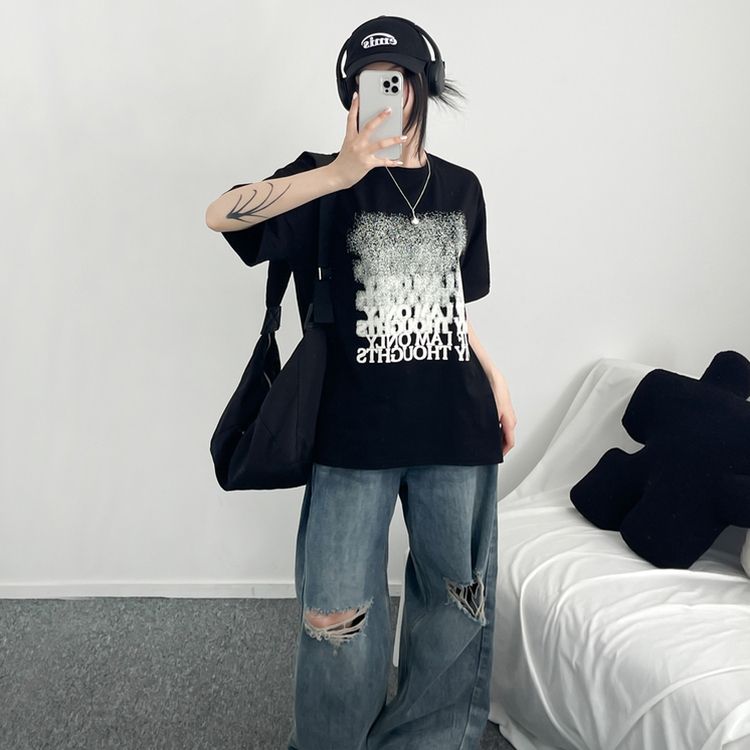 ユニークオーバーフィット半袖Tシャツ BLACK
