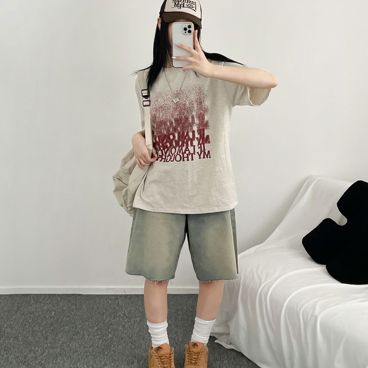 ユニークオーバーフィット半袖Tシャツ OATMEAL