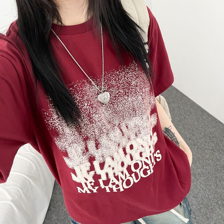 ユニークオーバーフィット半袖Tシャツ WINE