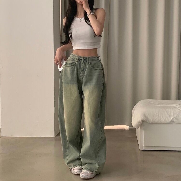 워크 빈티지 사이드 핀턱 워싱 와이드 데님팬츠 5color 옐로우틴