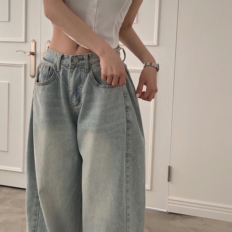 워크 빈티지 사이드 핀턱 워싱 와이드 데님팬츠 5color 연청