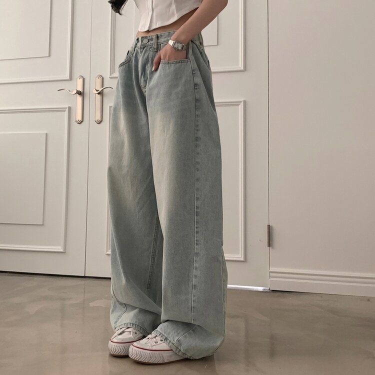워크 빈티지 사이드 핀턱 워싱 와이드 데님팬츠 5color 연청