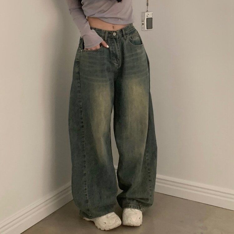 워크 빈티지 사이드 핀턱 워싱 와이드 데님팬츠 5color 중청